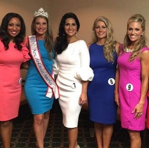 White Jovani 39738 - Bateau Neckline Puffed Sleeve